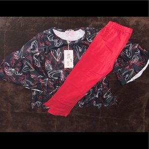 Girls Scribble Hearts Pant set.